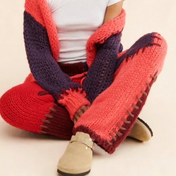 Anthropologie Saachi Chunky Knit Color  Colourful Pants L - Picture 1 of 6
